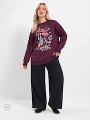 Yours Curve 'Ho Ho Ho' Sequin Baubles Sweatshirt - صورة 2 من 6