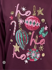 Yours Curve 'Ho Ho Ho' Sequin Baubles Sweatshirt - صورة 6 من 6