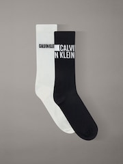 Calvin Klein Logo Randig Strumpor 2 Förp - Bild 1 av 2