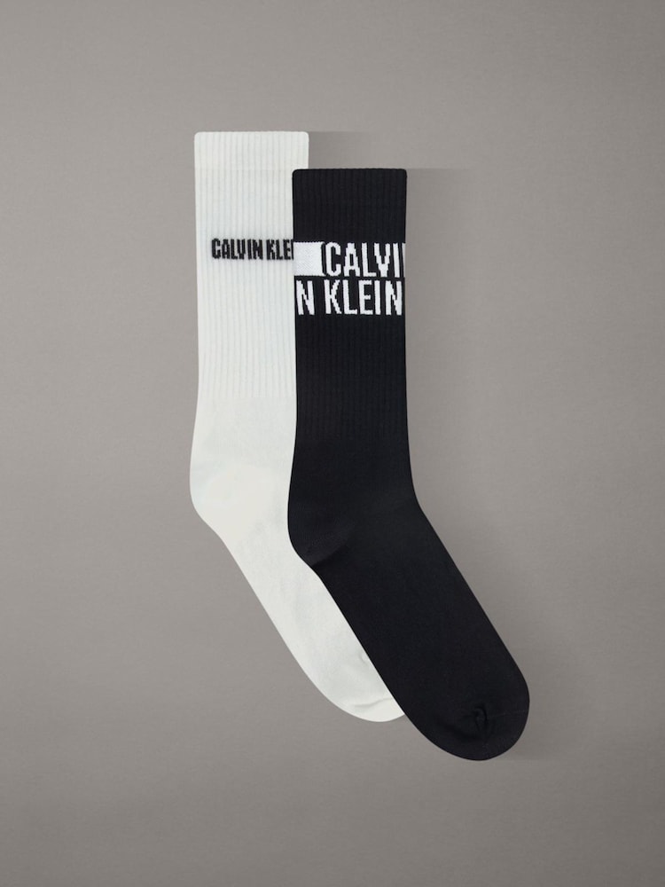 Calvin Klein Logo Randig Strumpor 2 Förp - Bild 1 av 2