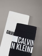 Calvin Klein Logo Randig Strumpor 2 Förp - Bild 2 av 2