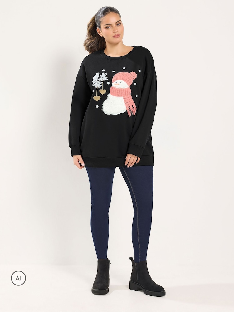 Yours Curve Snowman Embellished Novelty Christmas Sweatshirt - Image 2 sur 6 Yours Curve Snowman Embellished Novelty Christmas Sweatshirt - Image 2 sur 6