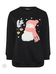 Yours Curve Snowman Embellished Novelty Christmas Sweatshirt - Image 5 sur 6
