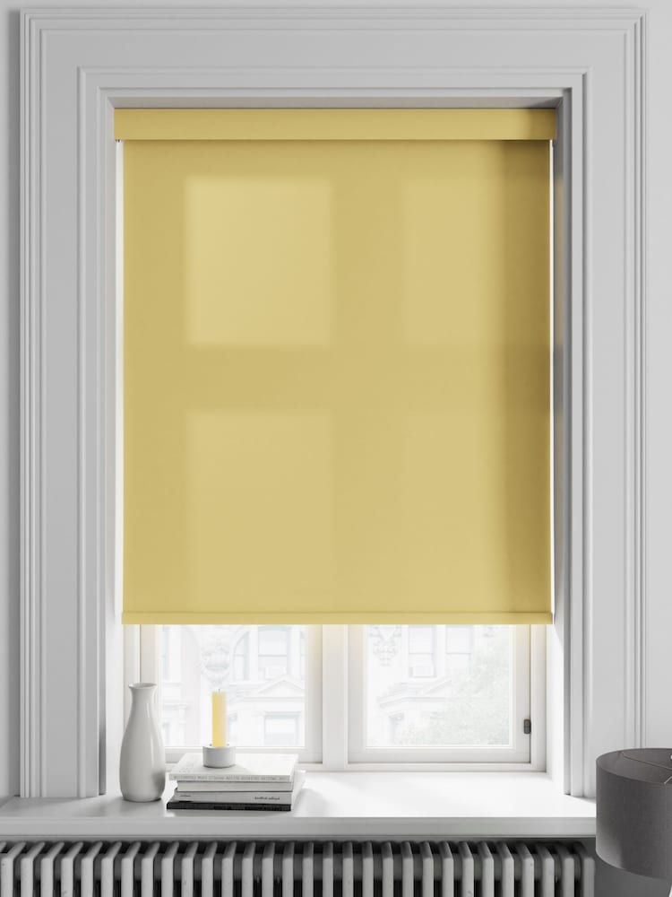 Ochre Yellow Asher Made To Measure Light Filtering Roller Blind - Image 1 of 5