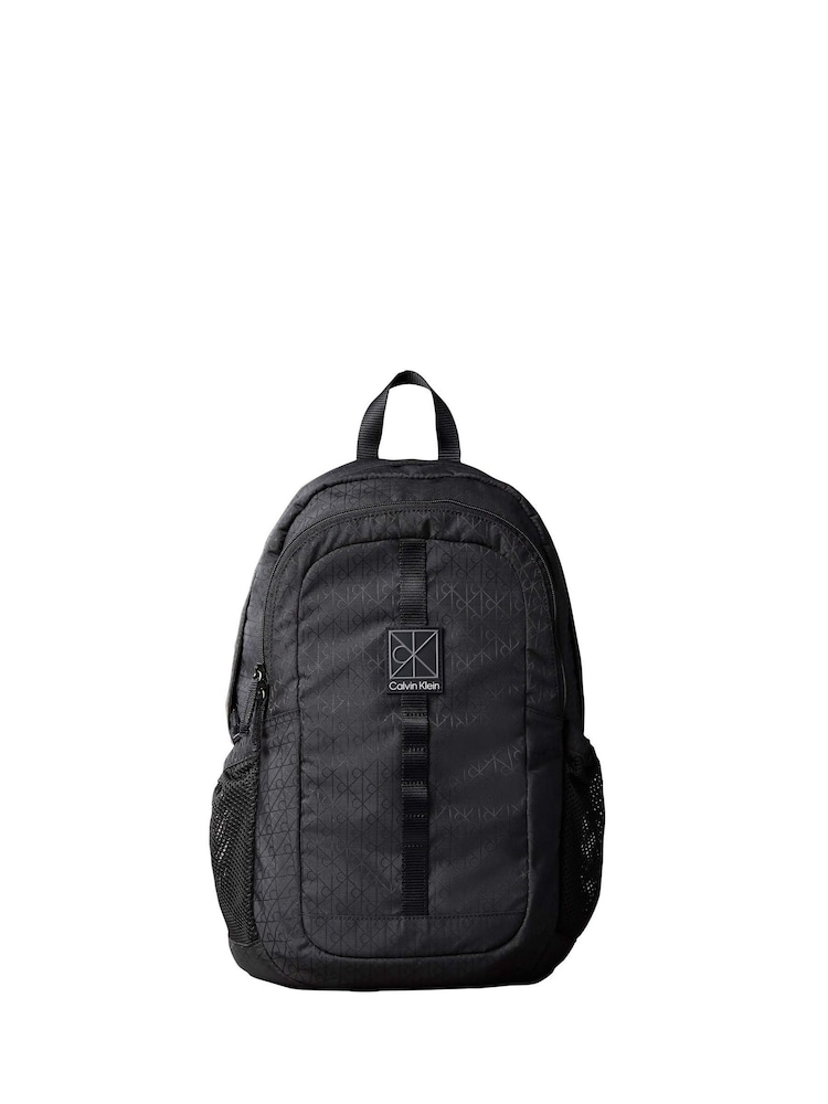 Calvin Klein Black Emblem Logo Backpack - Image 2 of 4 Calvin Klein Black Emblem Logo Backpack - Image 2 of 4