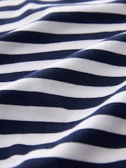 Navy Blue/White Stripe 100% Cotton Relaxed Capped Sleeve Tunic Dress - Image 5 of 5