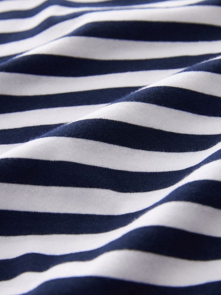 Navy Blue/White Stripe 100% Cotton Relaxed Capped Sleeve Tunic Dress - Image 5 of 5