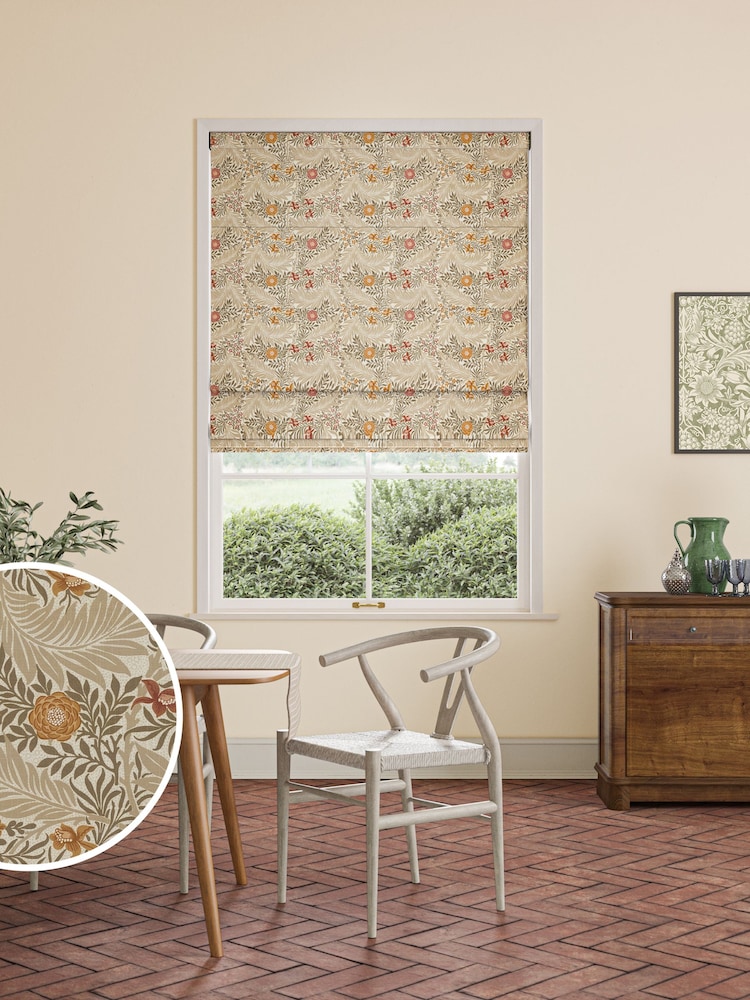 William Morris At Home Natural Larkspur Made to Measure 100% Cotton Roman Blinds - Image 1 of 6