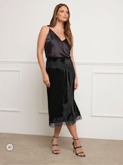 Star by Julien MacDonald Black Lace Overlay Velvet Skirt - Image 2 of 6