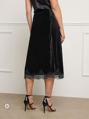 Star by Julien MacDonald Black Lace Overlay Velvet Skirt - Image 3 of 6