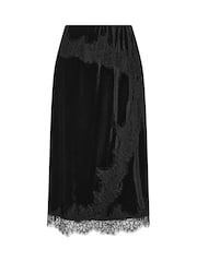 Star by Julien MacDonald Black Lace Overlay Velvet Skirt - Image 5 of 6