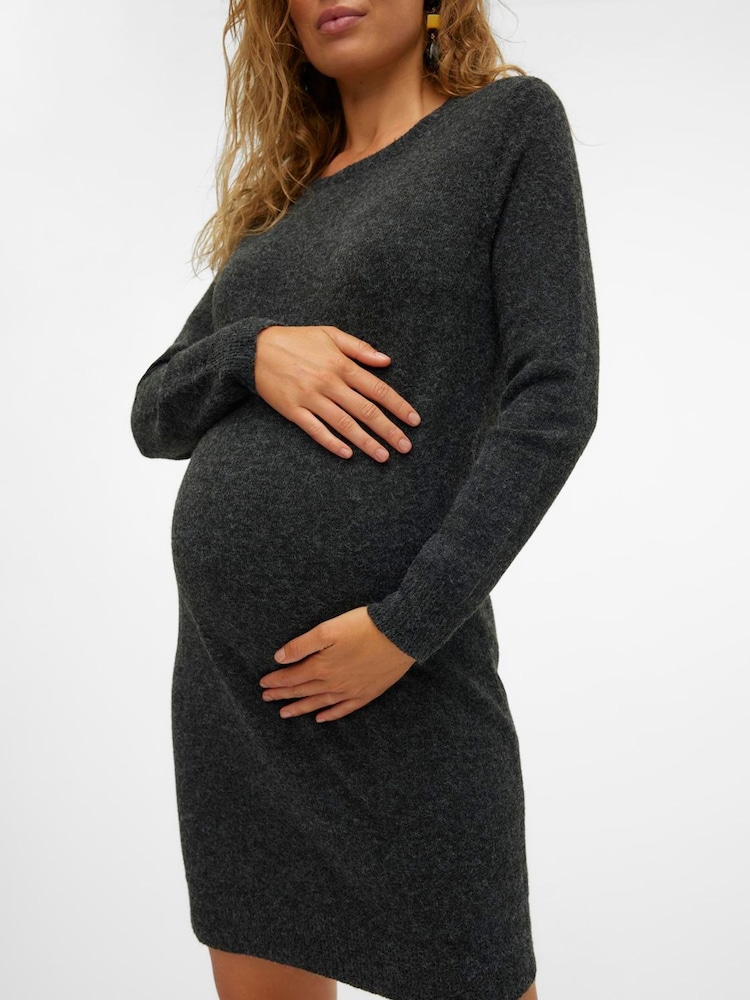 VERO MODA Black Maternity Soft Touch Round Neck Knitted Jumper Dress - Image 2 of 5 VERO MODA Black Maternity Soft Touch Round Neck Knitted Jumper Dress - Image 2 of 5