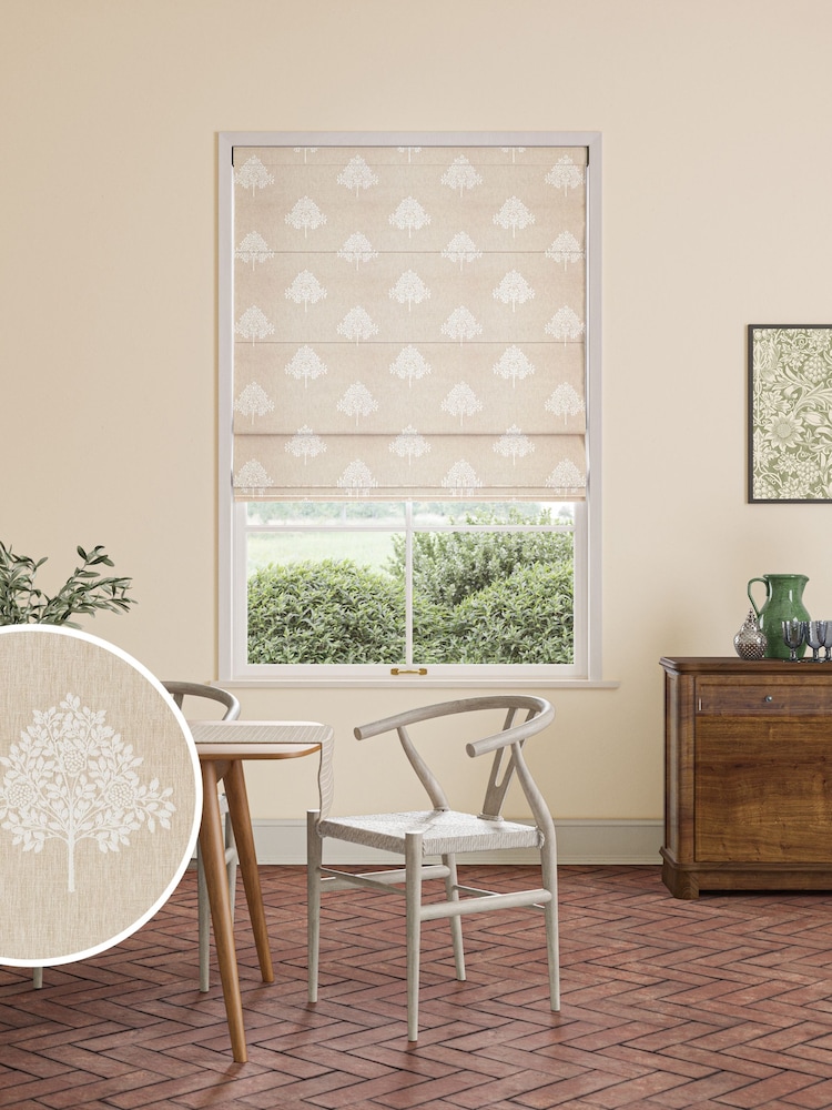 William Morris At Home Cream Marigold Tree Embroidery Made to Measure 100% Cotton Roman Blinds - Image 1 of 6