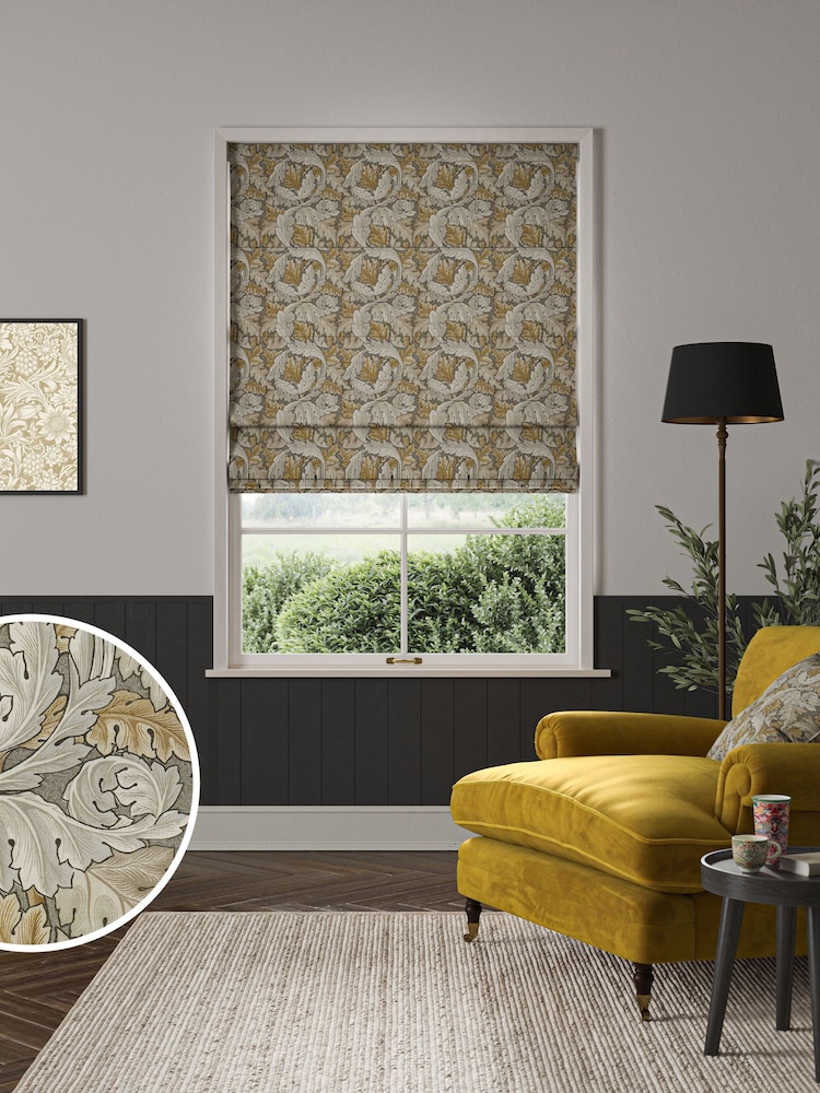 William Morris At Home Grey Acanthus Made to Measure 100% Cotton Roman Blinds - Image 1 of 6