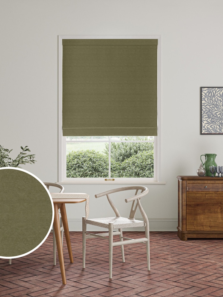 William Morris At Home Green Lodden Embroidery Made to Measure 100% Cotton Roman Blinds - Image 1 of 6