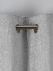 Grey Light Heavyweight Chenille Eyelet Lined Curtains - Image 5 of 6
