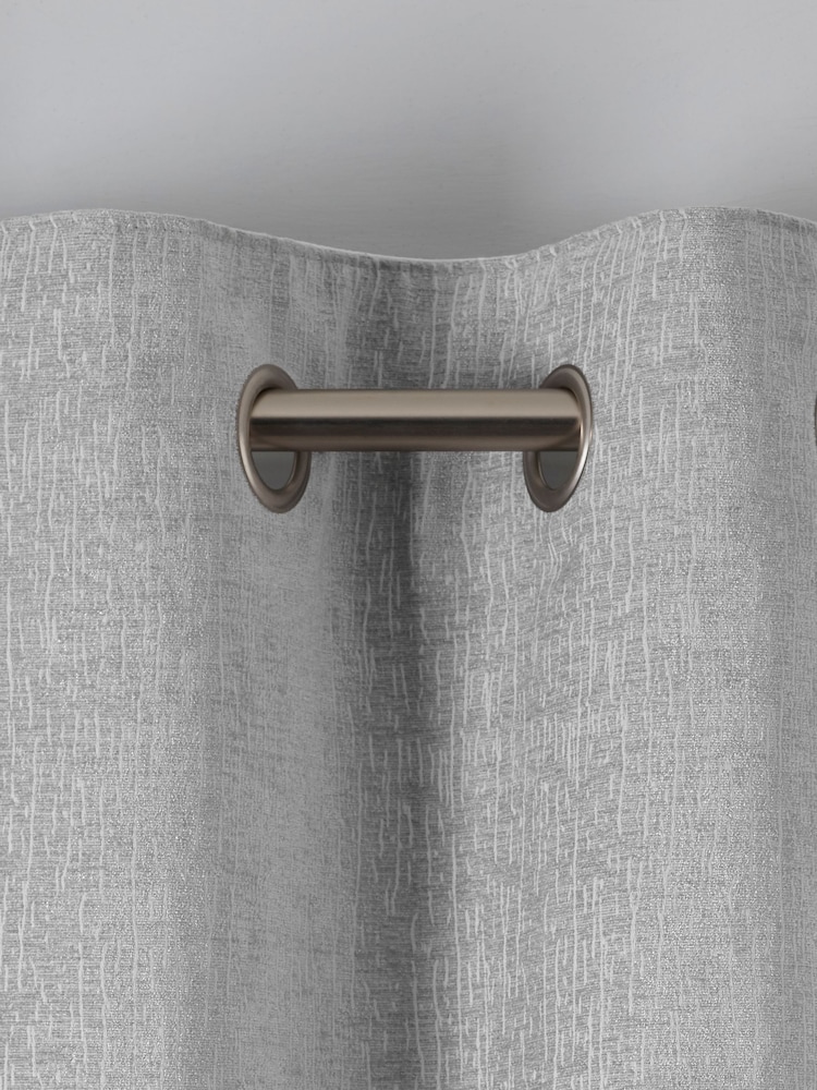 Grey Light Heavyweight Chenille Eyelet Lined Curtains - Image 5 of 6