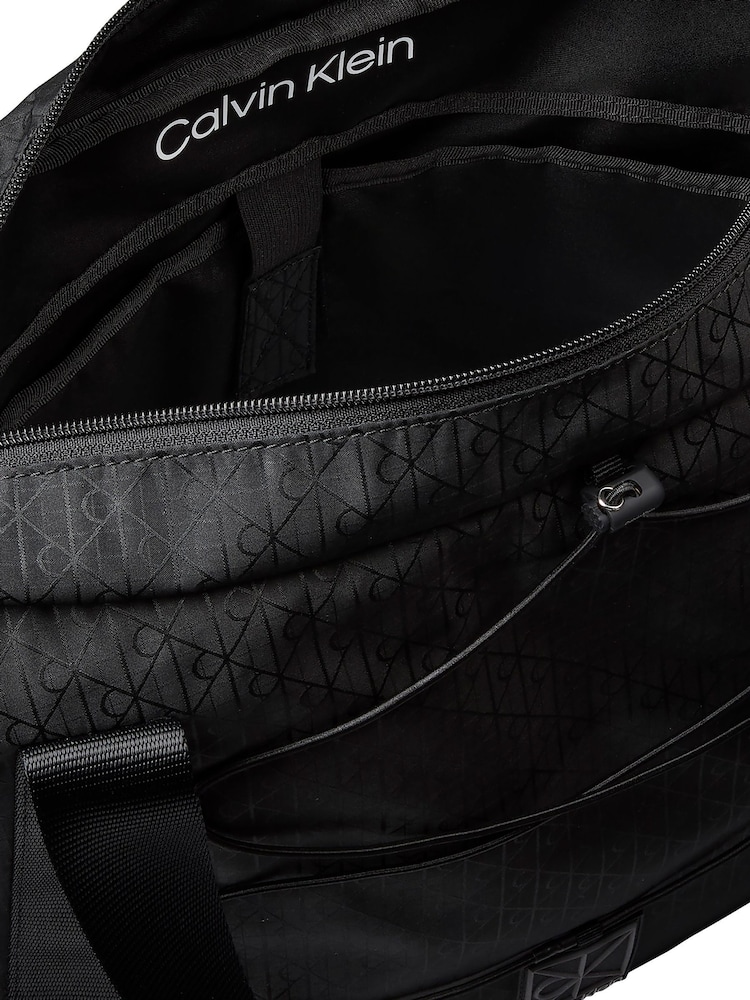 Calvin Klein Black Water-Repellent Jacquard Tote Bag - Image 4 of 4