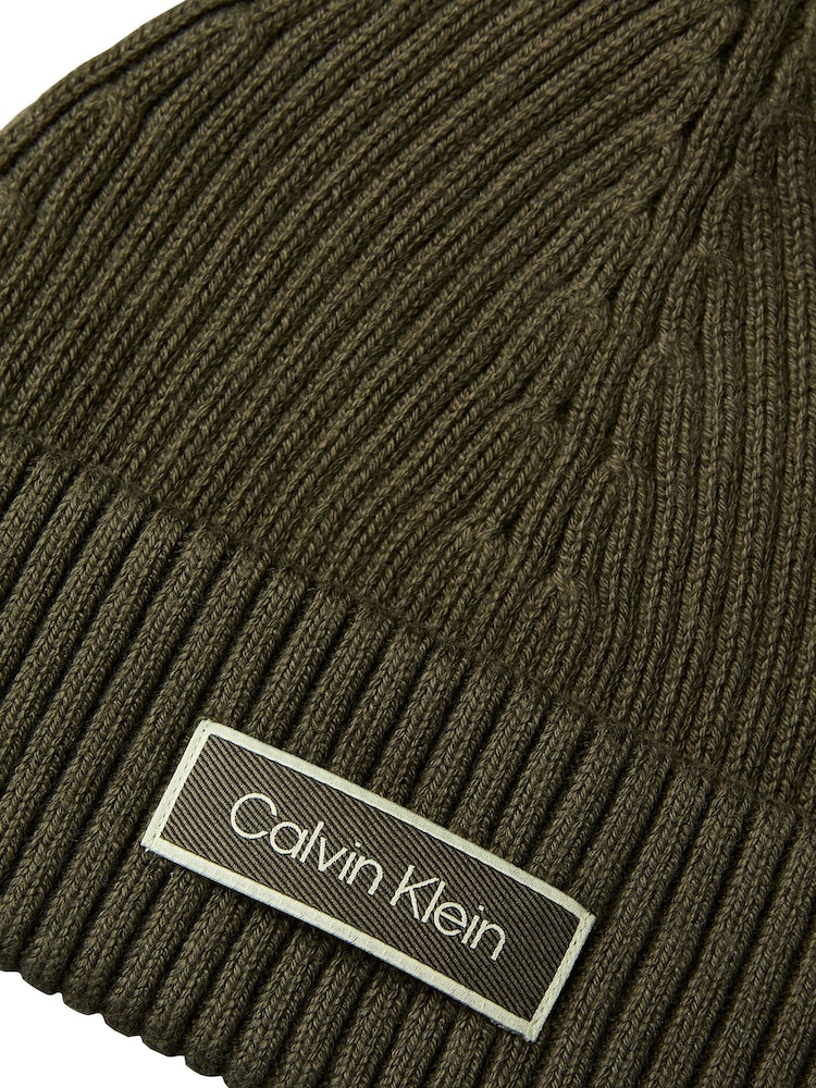 Calvin Klein Brown Cotton Fisherman Beanie - Image 3 of 3 Calvin Klein Brown Cotton Fisherman Beanie - Image 3 of 3