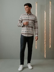 Natural Fairisle Pattern Christmas Printed Long Sleeve Shirt - Image 2 of 9
