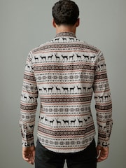 Natural Fairisle Pattern Christmas Printed Long Sleeve Shirt - Image 3 of 9