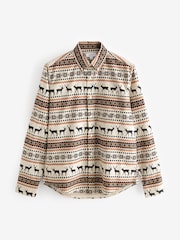 Natural Fairisle Pattern Christmas Printed Long Sleeve Shirt - Image 7 of 9