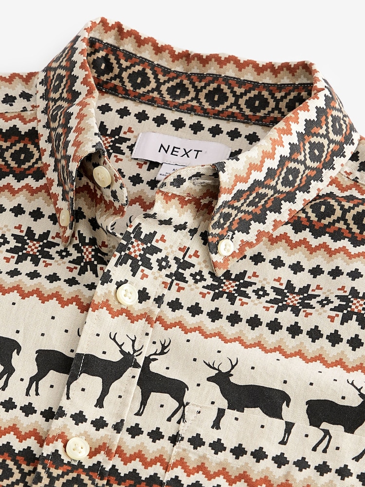 Natural Fairisle Pattern Christmas Printed Long Sleeve Shirt - Image 9 of 9
