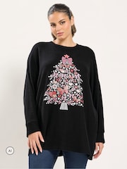 Yours Curve Glitter Christmas Tree Novelty Sweatshirt - صورة 1 من 6