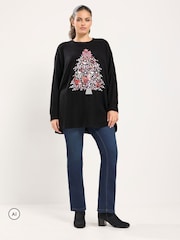 Yours Curve Glitter Christmas Tree Novelty Sweatshirt - صورة 2 من 6