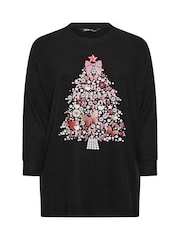 Yours Curve Glitter Christmas Tree Novelty Sweatshirt - صورة 5 من 6