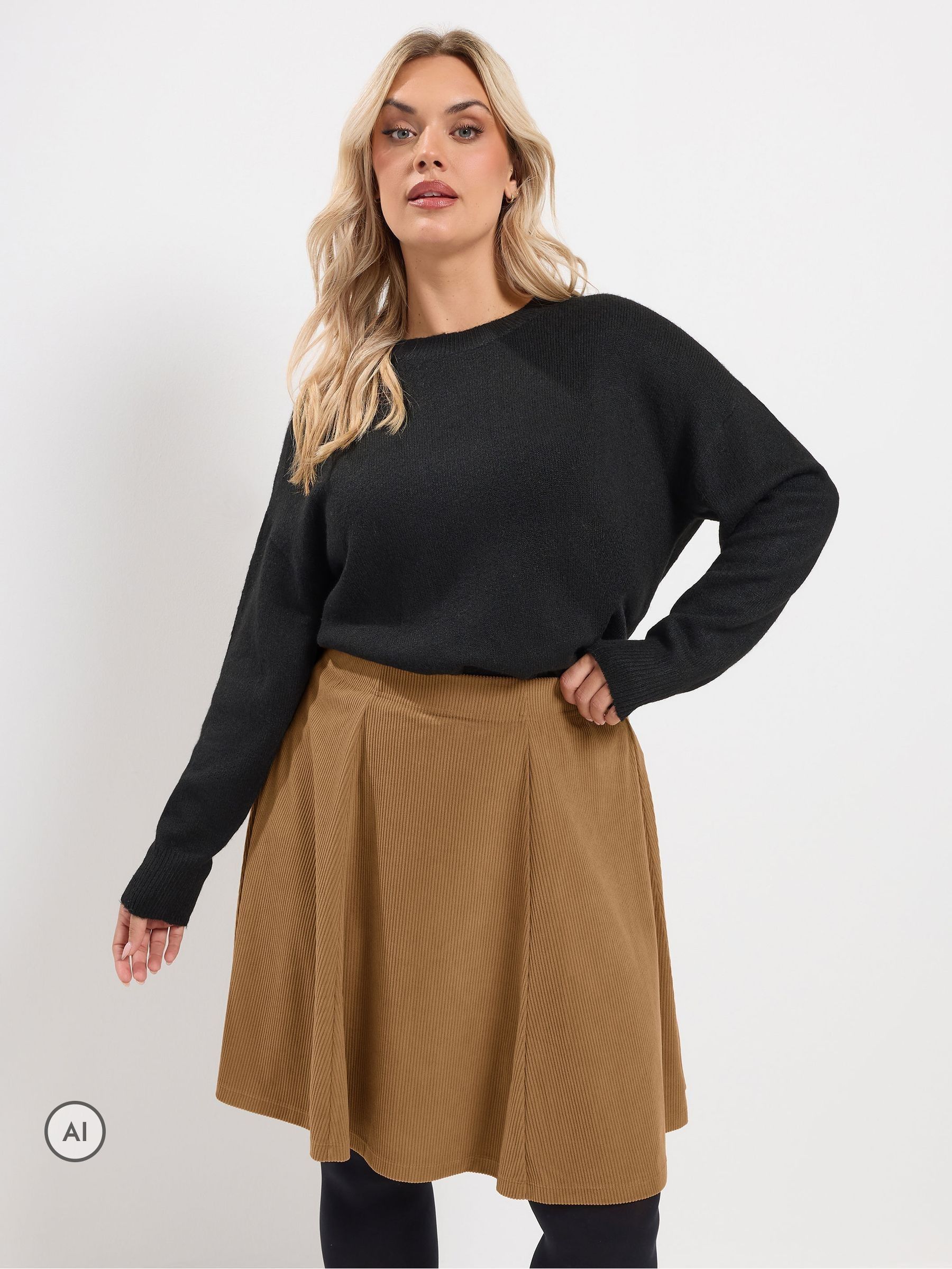Yours Women's Tan Corduroy Skirt In | Size: 30-32 - Image 2