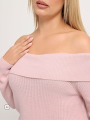 Yours Curve Pink Limited Bardot Knitted Jumper - Image 4 of 6