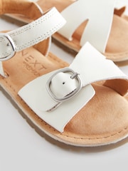 White Wide Fit (G) Leather Buckle Sandals - Image 4 of 5
