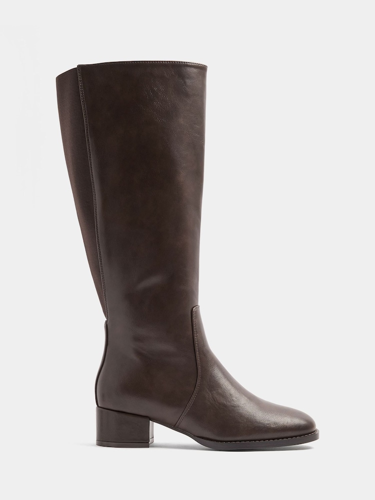 Yours Curve Brown Extra Wide Fit Block Heel Knee High Boots - Image 3 of 3 Yours Curve Brown Extra Wide Fit Block Heel Knee High Boots - Image 3 of 3