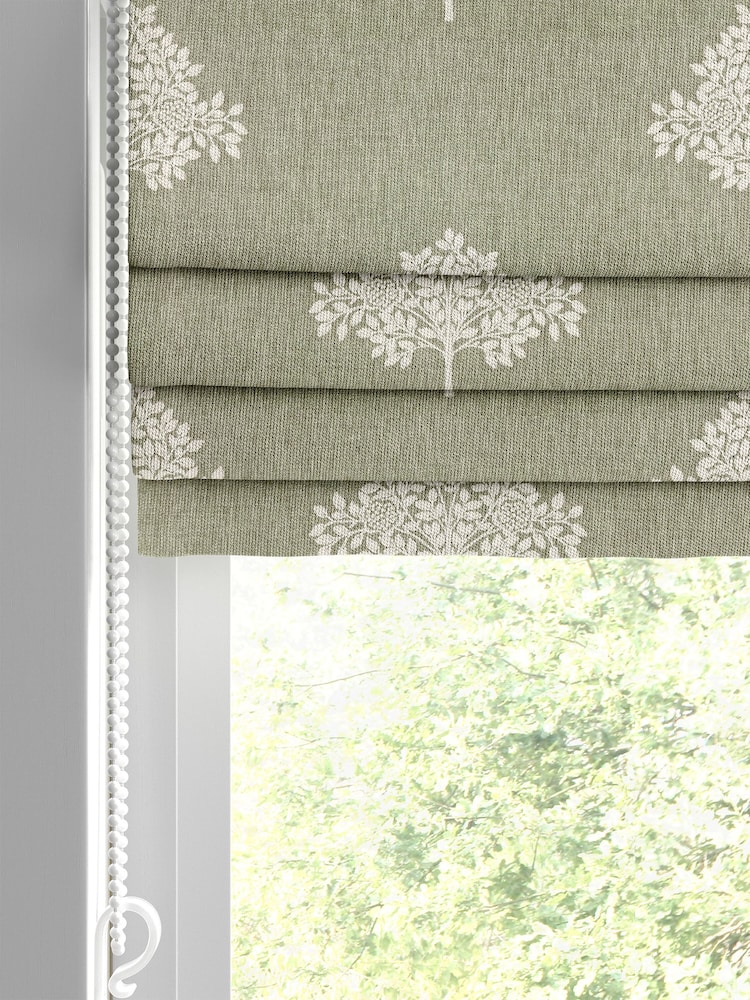 William Morris At Home Green Marigold Tree Embroidery Made to Measure 100% Cotton Roman Blinds - Image 2 of 6