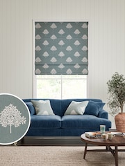 William Morris At Home Blue Marigold Tree Embroidery Made to Measure 100% Cotton Roman Blinds - Image 1 of 6
