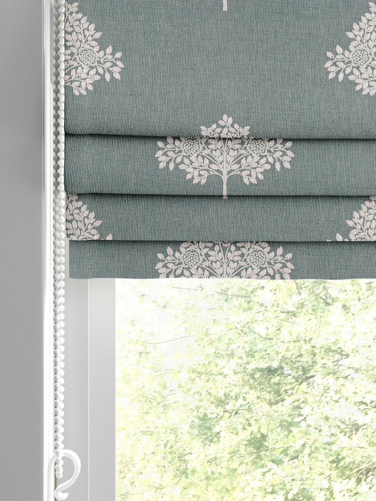 William Morris At Home Blue Marigold Tree Embroidery Made to Measure 100% Cotton Roman Blinds - Image 2 of 6