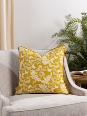 Evans Lichfield Yellow Chatsworth Topiary Country Floral Piped Cushion - Image 1 of 5