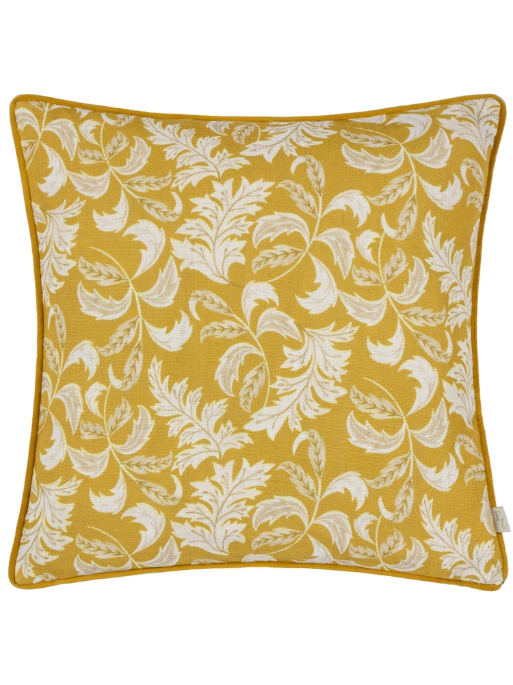 Evans Lichfield Yellow Chatsworth Topiary Country Floral Piped Cushion - Image 2 of 5