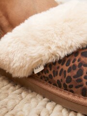 Tan Brown Animal Suede Mule Slippers - Image 2 of 7