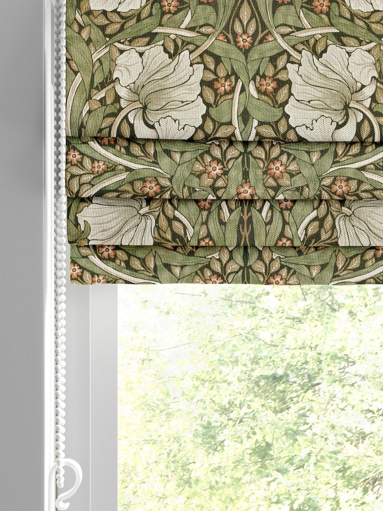 William Morris At Home Green Pimpernel Velvet Made to Measure Roman Blinds - Image 2 of 6