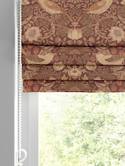 William Morris At Home Red Strawberry Thief Made to Measure 100% Cotton Roman Blinds - Image 2 of 6