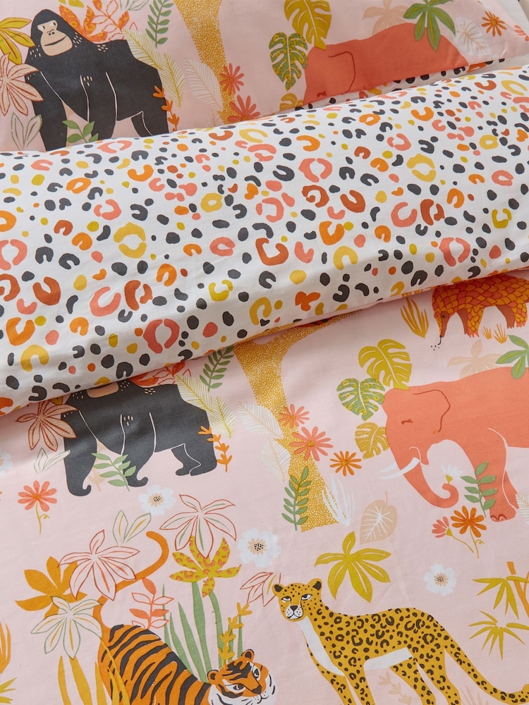 furn. White Endangered Safari Animal Kids 100% Cotton Duvet Cover And Pillowcase Set - Image 3 of 3