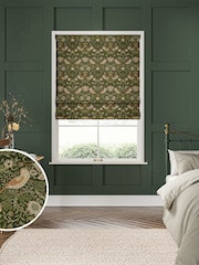 William Morris At Home Green Strawberry Thief Made to Measure 100% Cotton Roman Blinds - Image 1 of 6