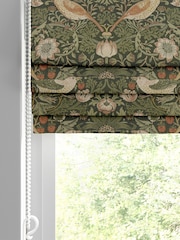 William Morris At Home Green Strawberry Thief Made to Measure 100% Cotton Roman Blinds - Image 2 of 6