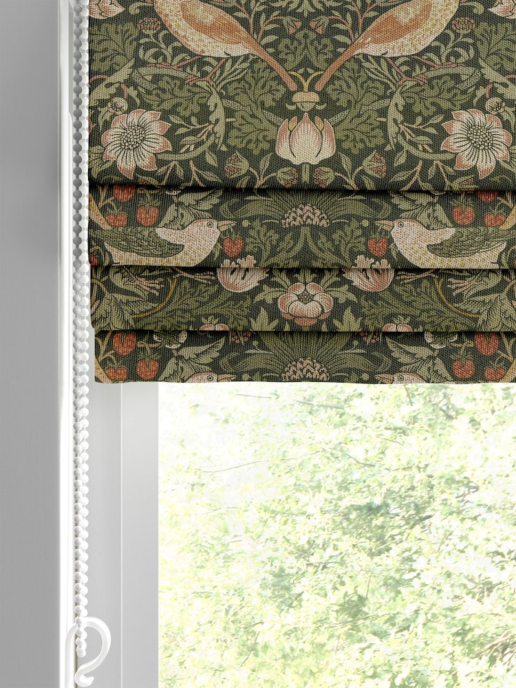 William Morris At Home Green Strawberry Thief Made to Measure 100% Cotton Roman Blinds - Image 2 of 6
