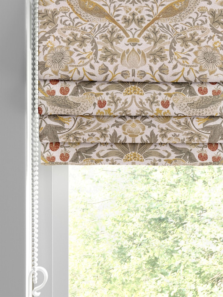 William Morris At Home Cream Strawberry Thief Made to Measure 100% Cotton Roman Blinds - Image 2 of 6