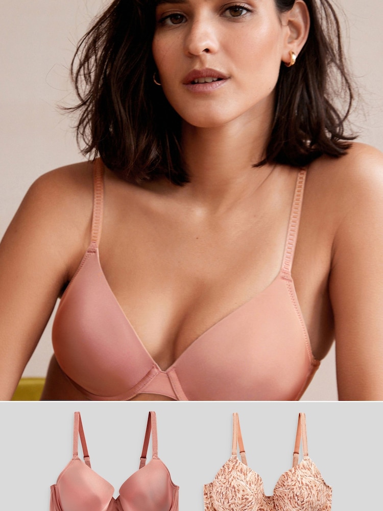 Neutral Print/Rose Pink - Lekko usztywniany biustonosz wygładzający pod koszulkę Ultimate Comfort z pełnymi miseczkami - Obraz 1 z 8