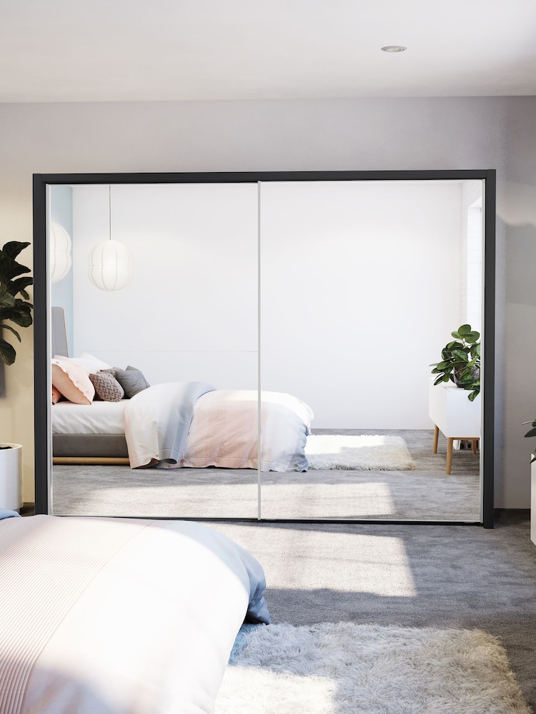 Wiemann Graphite Peyton Mirror Sliding 2.6m Sliding Semi Fitted Wardrobe - Image 1 of 6