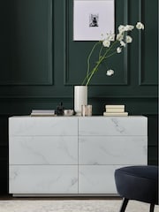 Marble Effect Sloane Glass Wide Collection Luxe Chest of Drawers - Image 1 of 7